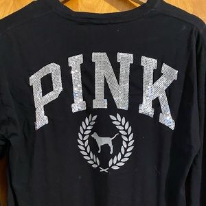 Size small Pink, long sleeved tshirt black and silver